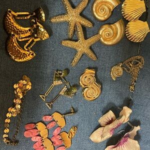 Gold and Pink Statement Earrings